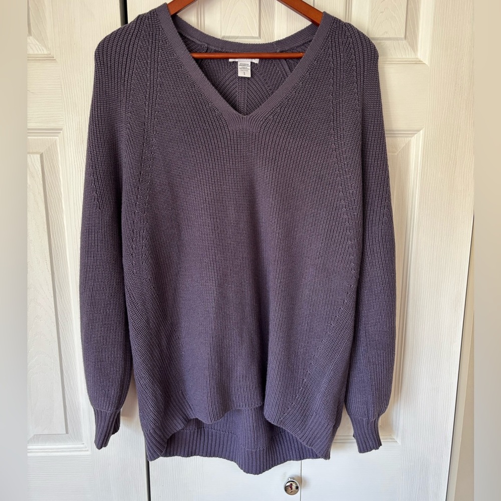 Athleta En Route Hanover Merino Wool V-Neck Sweater Size Large